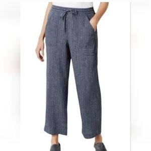 Talbots Pants Pure Linen Pull On High Waisted Wide Leg Ankle Pockets Plus Sz 18W